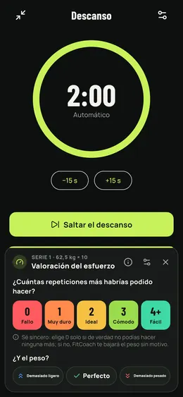 Valorar el esfuerzo durante el descanso