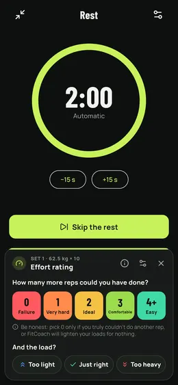 Rating the effort during the rest