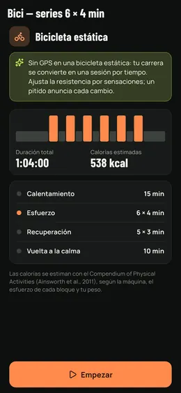 Una sesión de bici estática prevista