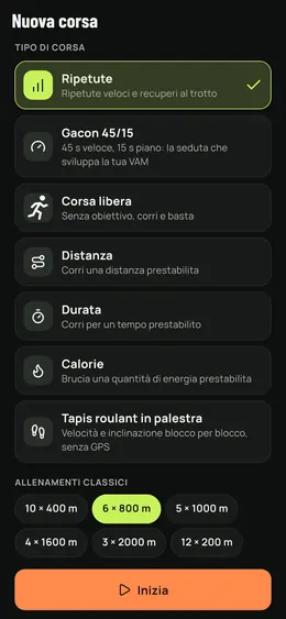 Nuova corsa: ripetute, Gacon, libera, tapis roulant…