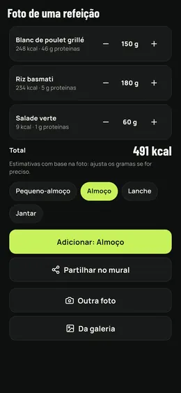 Uma refeição fotografada, quantidades a verificar