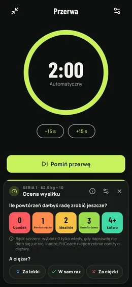 Ocena wysiłku podczas przerwy
