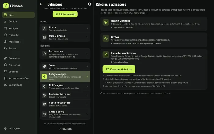 As importações no computador