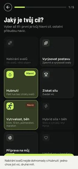 Volba cílů: jeden hlavní a až dva další