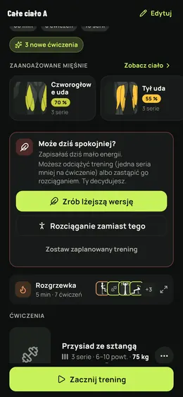 Łagodniejszy trening zaproponowany, nigdy narzucony