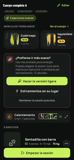 Una sesión más suave propuesta, nunca impuesta