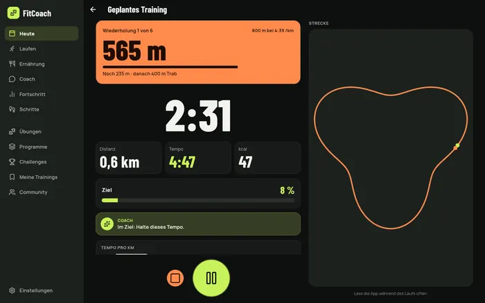 Ein Live-Lauf auf dem großen Bildschirm