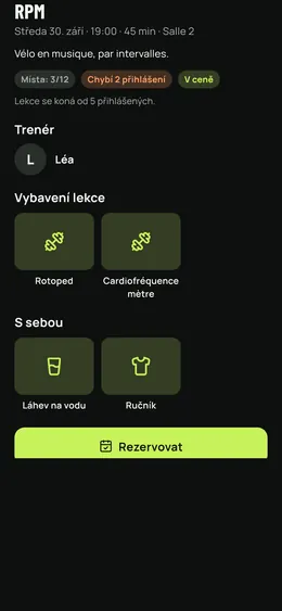 Lekce klubu: místa, trenér a vybavení