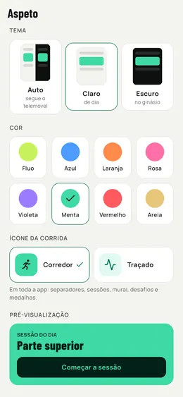 Escolha do tema e da cor